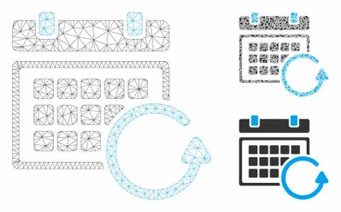 Update Calendar Vector Mesh Wire Frame Model and Triangle Mosaic Icon 스톡 일러스트