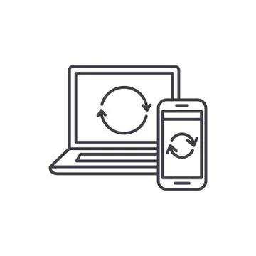 Update computer data line icon concept. Update computer data vector linear Stock Illustration