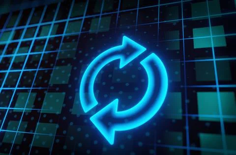 Update computer system process with blurred circuit board Stock Illustration