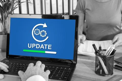 Update concept on a laptop Фото