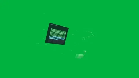 On update, data HUD rotating in transparent void, tiles lighting, chart drawing Stock Footage 329573019