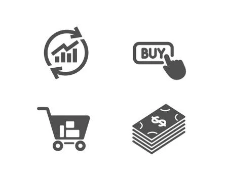 Update data, Internet shopping and Buy button icons. Dollar sign. Stock Illustration