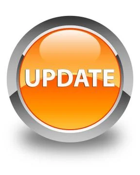 Update glossy orange round button Stock Illustration