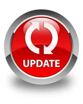 Update glossy red round button Stock Illustration