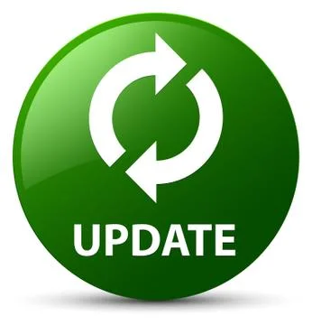 Update green round button Stock Photos
