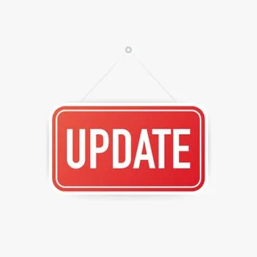 Update hanging sign on white background. Sign for door. Vector illustration. Stock Illustration