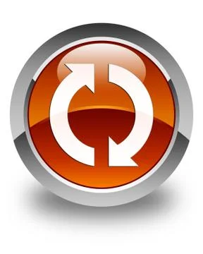 Update icon glossy brown round button Stock Illustration