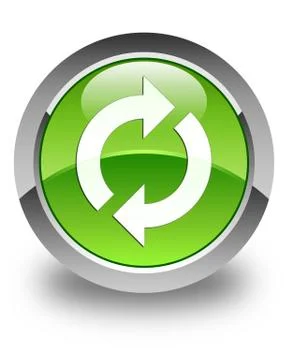 Update icon glossy green round button Stock Illustration