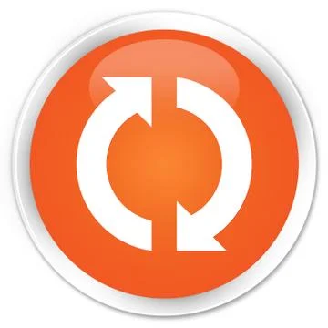 Update icon premium orange round button Stock Illustration