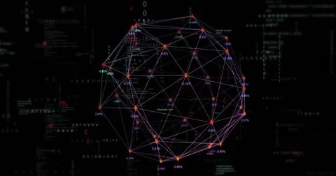 Update initiating 3D sphere rotating, tilting, morphing, pulsing nodes, 스톡 일러스트