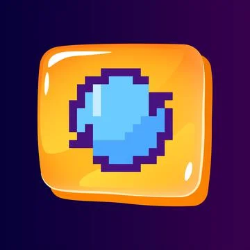 Update installation glossy ui button with pixelated color icon Ilustración de archivo