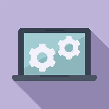 Update laptop soft icon flat vector. Pc fix イラスト素材