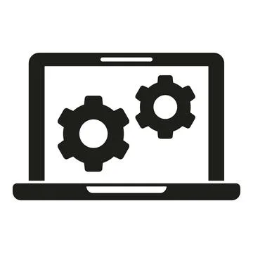Update laptop soft icon simple vector. Pc fix Stock Illustration