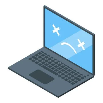 Update laptop software icon isometric vector. Repair computer Stock Illustration