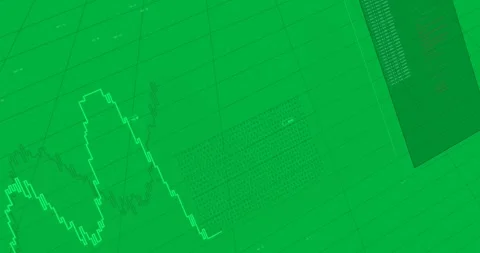 On update neon outline tracing green area chart, aligning cursor, showing trends Stock Footage 327337815
