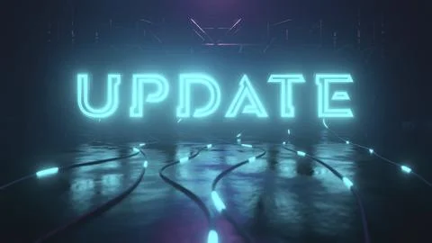 Update neon sign with glowing cable, 3D illustration Stock Illustration