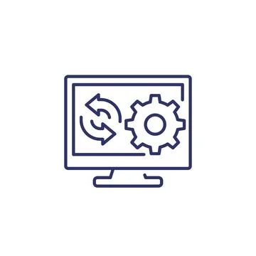 Update, new software line icon, vector art Stock Illustration