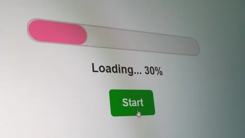 Update or program loading indicator on the monitor screen with a start button cl 動画素材 303838883