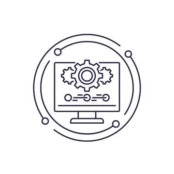 Update or software upgrade line icon, vector 스톡 일러스트
