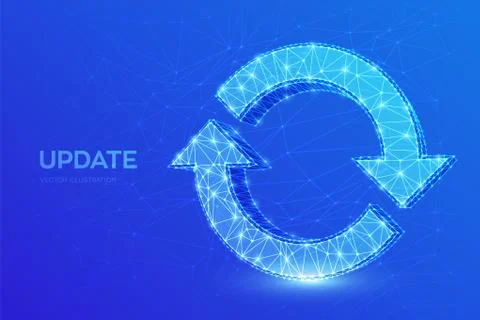 Update or Synchronization icon. Low poly abstract update or sync sign. Proces Stock Illustration