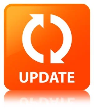 Update orange square button Illustrazione stock