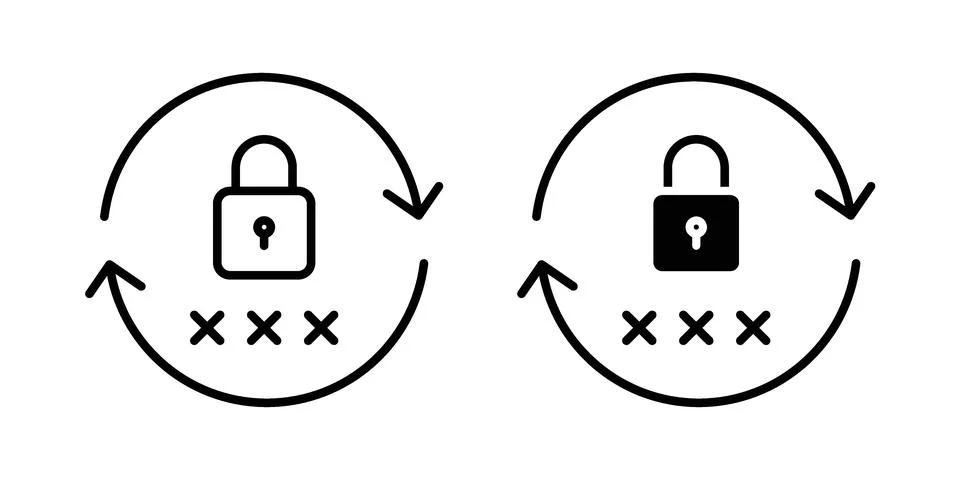 Update password icon linear versions pack on white background イラスト素材