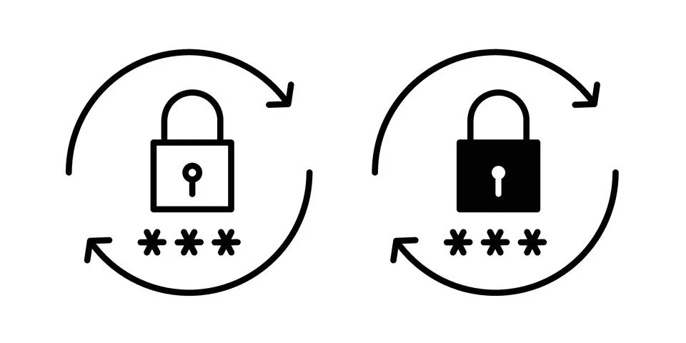 Update password icon set modern line and solid style collection. イラスト素材