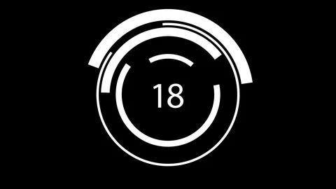 Update process, black screen with a circle in which white digits. 3D animatio Stock Illustration