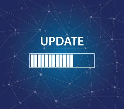 Update progress bar on time process blue background galaxy vector graphic Stock Illustration