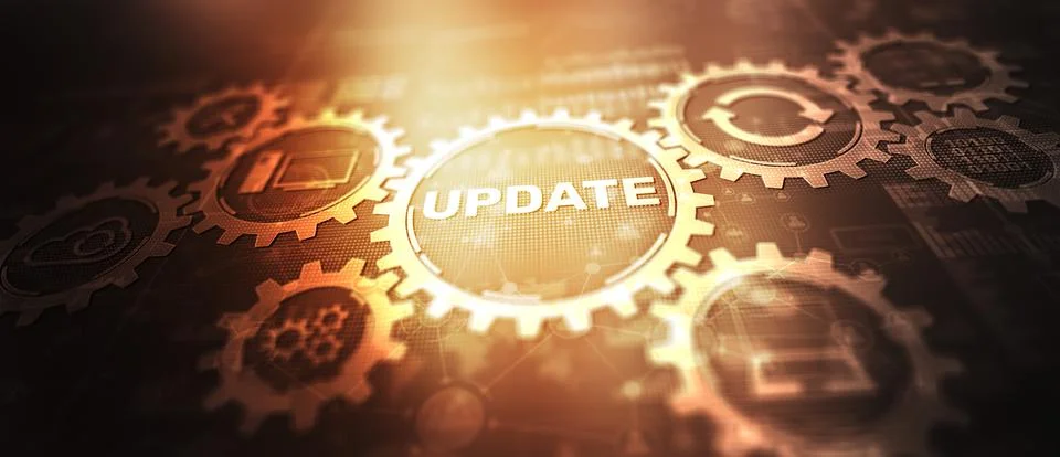 Update progress concept. Software upgrade icon on virtual screen Stock Illustration