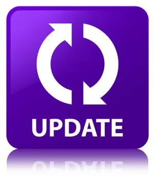 Update purple square button Stock Photos
