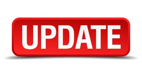 Update red 3d square button isolated on white Stock Illustration