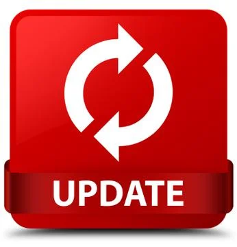 Update red square button red ribbon in middle Stock Illustration