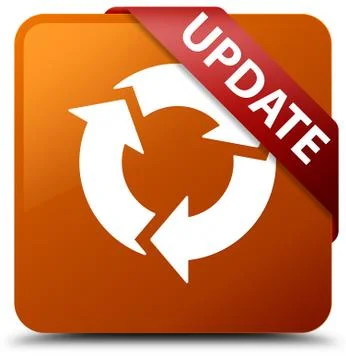 Update (refresh icon) brown square button red ribbon in corner Stock Illustration
