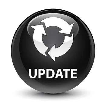 Update (refresh icon) glassy black round button Stock Illustration