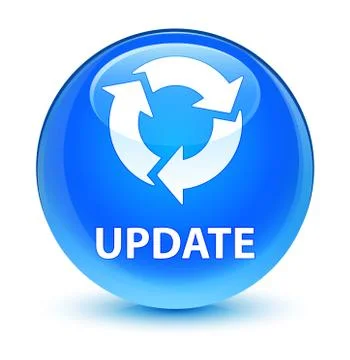 Update (refresh icon) glassy cyan blue round button Illustrazione stock