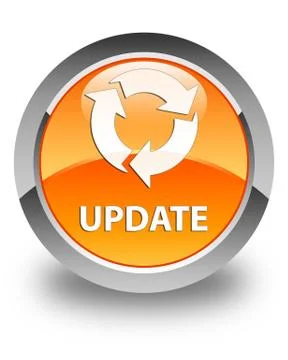 Update (refresh icon) glossy orange round button Illustrazione stock