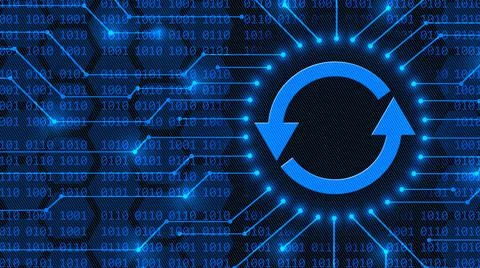 UPDATE sign between information connecting lines - abstract background 库存插图