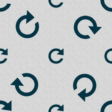 Update sign icon. Full rotation arrow symbol. Seamless pattern with geometric te Illustrazione stock