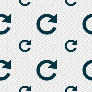 Update sign icon. Full rotation arrow symbol. Seamless pattern with geometric te Stock Illustration