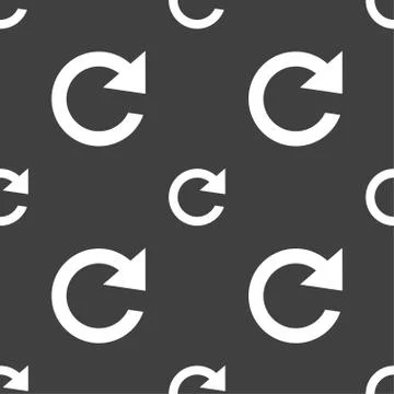 Update sign icon. Full rotation arrow symbol. Seamless pattern on a gray backgro Illustrazione stock