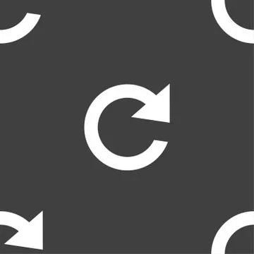 Update sign icon. Full rotation arrow symbol. Seamless pattern on a gray backgro Illustrazione stock