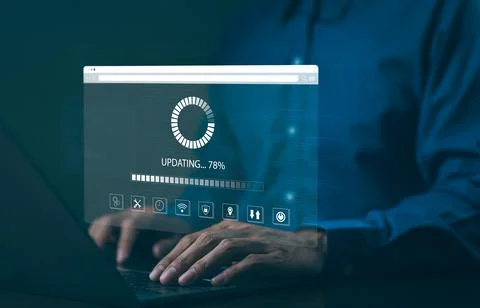 Update software application and hardware upgrade technology concept. Stock Photos