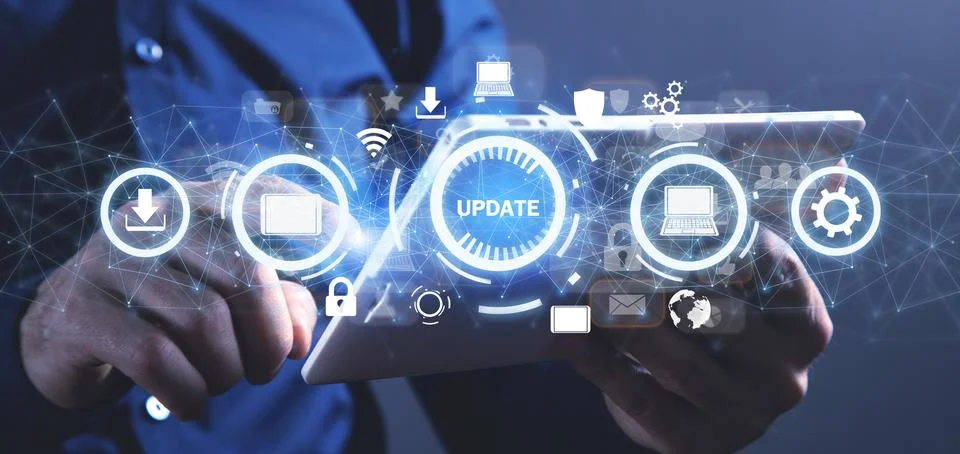 Update software application. Technology. Internet Foto stock