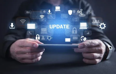 Update software application. Technology. Internet Foto stock