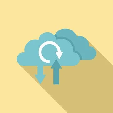 Update software from cloud icon, flat style Stock Illustration