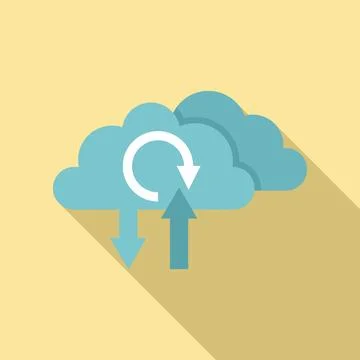 Update software from cloud icon, flat style Stock Illustration