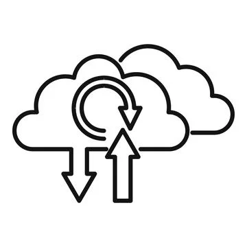 Update software from cloud icon, outline style Stock Illustration