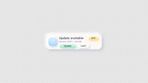 Update Software Notification Popup with Version Details and Buttons Stock Footage 348546443