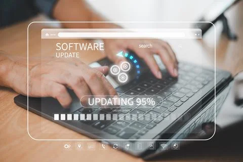Update software system concept. Upgrade installation business app and softwar Stock Photos